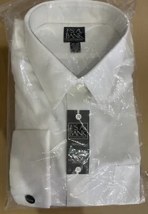 JOS A BANK Men White All Cotton Traveler Dress Shirt French Cuff Sz. 18 1/2 -33 - Picture 1 of 6