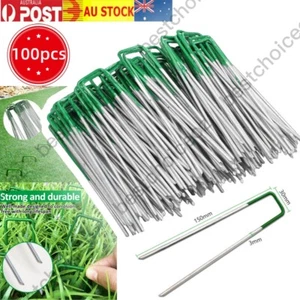 100Pcs Artificial Grass Pins Primeturf Synthetic Turf Nail Fake Lawn U Pegs - Picture 1 of 15