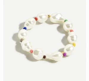 J Crew Rainbow Pop Faux Pearl mehrfarbig Schichtarmband Stretch brandneu - Bild 1 von 4