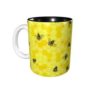 yellow bees Funny Coffee Cups Ceramic Mug for Men Women Tea 11 Oz Novelty Uni... - Picture 1 of 9