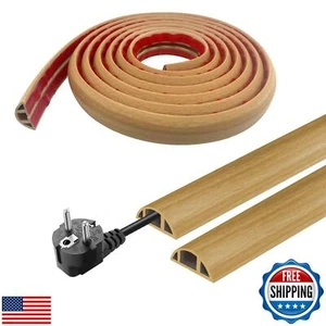 Floor Cord Cover Wood Grain Cable Cavity 0.5inx0.3in Self Adhesive Cord Hider - Picture 1 of 5