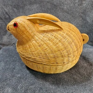 Hase Kaninchen Rattan geflochten Weide Osterkorb Vintage Deko Landhaus Bauernhaus - Bild 1 von 16