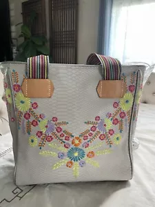 Borsa Consuela Songbird classica tote bag ricamata fiori pelle di serpente - Foto 1 di 24