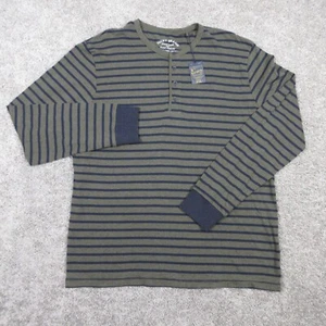 Lucky Brand Shirt Mens Extra Large Green Blue Striped Henley Outdoor Casual Tee - Picture 1 of 9