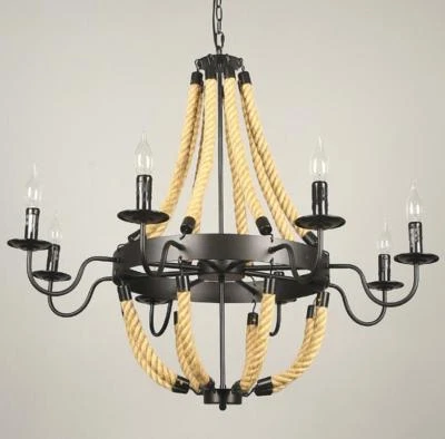 Vintage Retro Hemp Rope Pendant Lamp Industrial Loft Rustic Wall Light Sconce  - Image 1 of 4