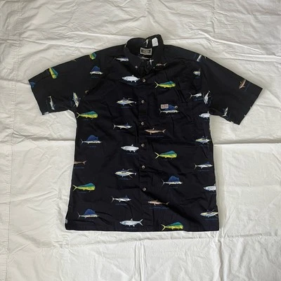 Vintage Fisherman Shirt Men's L Navy Cotton Marlin Fishing Fish Tuna Sailfish - Image 1 of 4
