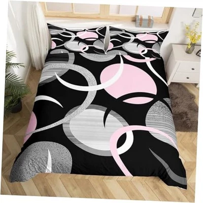  Funda nórdica arte abstracto para niños niños doble (sin edredón) rosa negro gris Foto 1 de 4