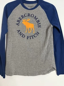 Youth Boy Abercrombie and Fitch Grey and Blue Long Sleeve Size 13/14 - Picture 1 of 4