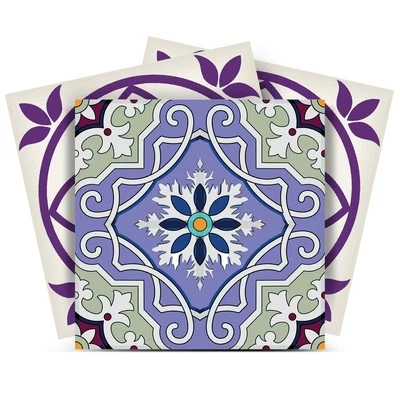 Azulejos removíveis de mosaico vintage roxo e acastanhado 12" X 12" - Imagem 1 de 4
