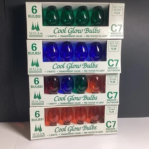 NOS 4 BOXES C 7 COOL GLOW BULBS CHRISTMAS LIGHT STRINGS INDOOR OUTDOOR 24 Bulbs - Picture 1 of 6