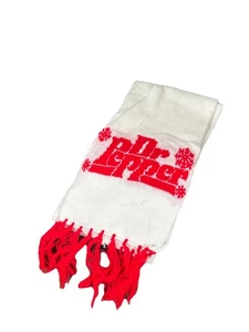 Vintage Dr Pepper Acrylic knit scarf Made In USA Red White Fringe Logo collector - Picture 1 of 3
