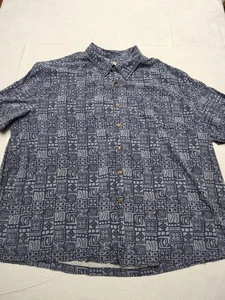 Island Passport Shirt Mens 3XL Blue Gray Hawaiian Aloha Camp Rayon Button Front - Picture 1 of 11