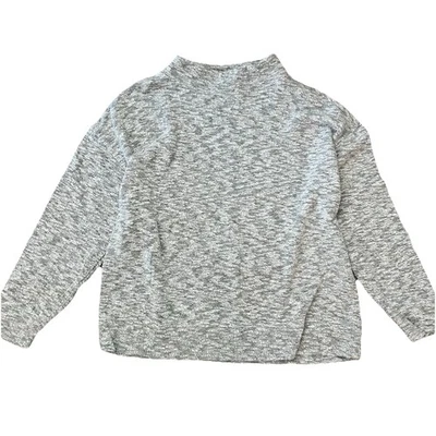 Lou & Grey LOFT Women’s Mock Neck Sweater Grey Space Dye Large Loungewear Cozy - Image 1 of 4