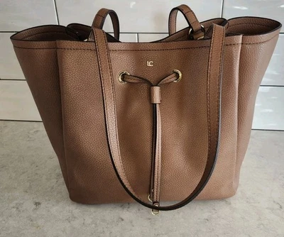 Bolso de Hombro Grande 10" Cuero Tostado Guijarro Herrajes Dorados Liz Claiborne Nuevo Foto 1 de 4