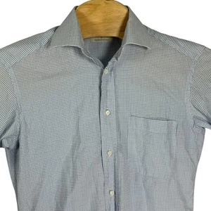 Camisa Ermenegildo Zegna Hombres 15/38 Azul/Blanco Cuadros Manga Corta Abotonada - Imagen 1 de 6