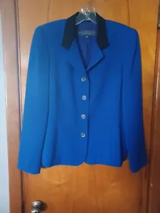 Alex Garfield Royal Blue Cuello Negro Traje Chaqueta Blazer Talla 4 - Imagen 1 de 9