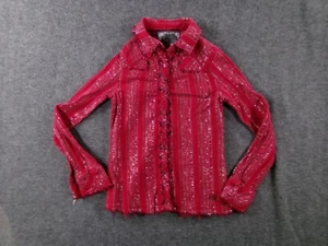Guess Jeans Top Girls Large Red Western Rodeo Button Up Cowgirl - Picture 1 of 12