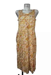 D&CO. Beach Dress Women's MP Orange White Floral Sleeveless Round Neck Maxi - Picture 1 of 6