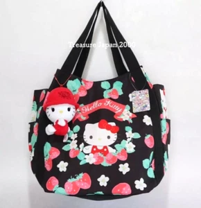 Sanrio Hello Kitty Strawberry Tote Bag Rare Exclusive Japan with Kitty Plush NWT - Picture 1 of 12