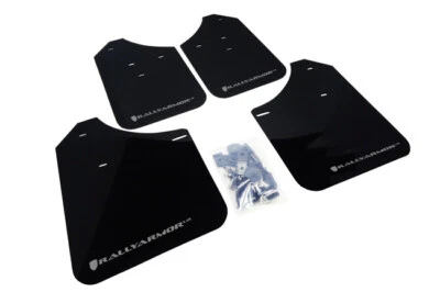 Rally Armor Urethane Mud flaps Black Flap Silver Logo For Subaru WRX/STI 02-07 - Image 1 of 3