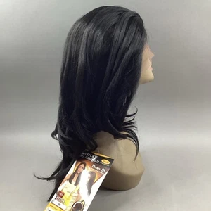 Berlin #1B Off Black Straight Brazilian Human Hair Blend Lace Front Wig - Picture 1 of 11