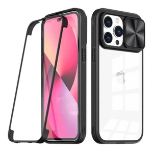 For iPhone 14 Pro Full Protective Case with Slide Camera Lens Cover Black - Picture 1 of 1