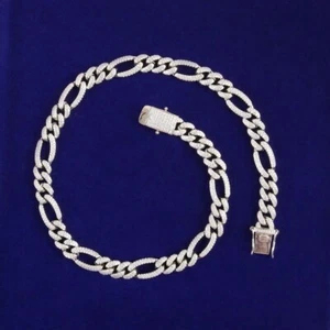 5AAA+ CZ Ice Out Hop Hip Bling Figaro Cuban Link Chain Necklace 20Inch 9MM - Picture 1 of 6