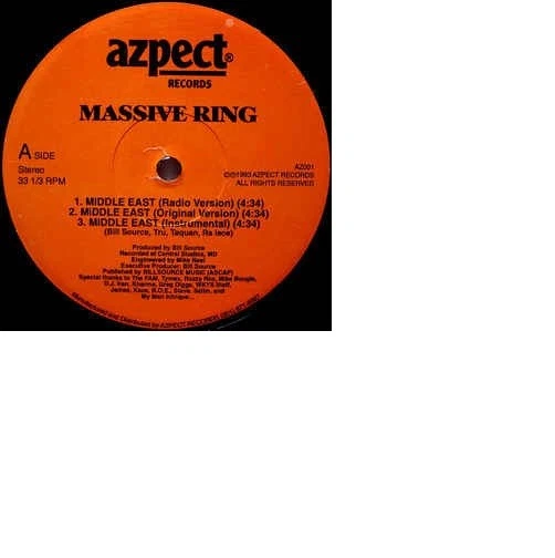 MASSIVE RING MIDDLE EAST 12" AZPECT RECORDS AZ001 RARE RANDOM RAP  - Imagem 1 de 1