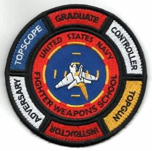 4.5" NAVY FWS 6-TABS FIGHTER WEAPONS SCHOOL TOP GUN HOOK LOOP EMBROIDERED PATCH - Picture 1 of 1