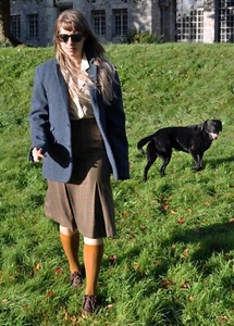 VINTAGE DAKS LONDON UK 10/ 12 PURE NEW WOOL TWEED PLEATED SKIRT - Picture 1 of 6