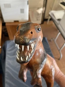 vintage Leather T Rex dinosaur toy 12" - Picture 1 of 4
