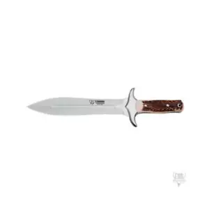 CUDEMAN SPEAR POINT 24CM SATIN FINISH BLADE POLISHED DEER STAG HANDLE /LEATHER S - Picture 1 of 2