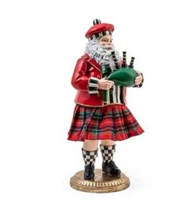 MacKenzie-Childs Tartastic Tabletop White Santa Christmas Decoration- NIB - Picture 1 of 3