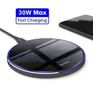30W Wireless Charger Fast Charging Mat For iPhone 16 Pro 15 Samsung S24 Z Flip5 - Picture 1 of 10