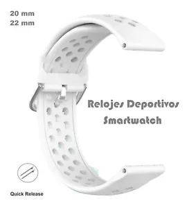 Correa De Silicona Para Relojes Deportivos Y Smartwatch - Ancho 20/22 mm Blanca - Imagen 1 de 7