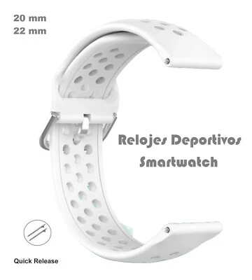 Correa De Silicona Para Relojes Deportivos Y Smartwatch - Ancho 20/22 mm Blanca - Imagen 1 de 4