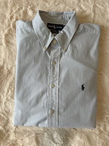 Camisa Ralph Lauren Hombre Mangas Cortas Blake XL Blanco y Azul 100% Algodón - Imagen 1 de 12