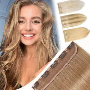 Thick One Piece 100% Remy Hair Clip in Real Human Hair Extensions 3/4 Full Head - Picture 1 of 31