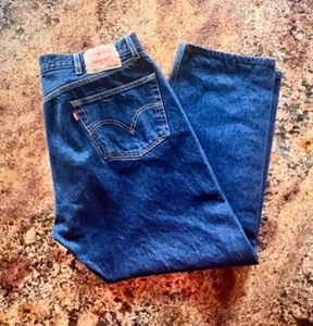 Levi's Men's 501 Button Denim Blue Jeans Size 42x32 Dark Wash Red Tab Jeans - Picture 1 of 5