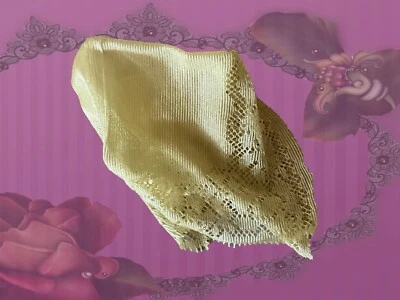 Vintage Hankie Yellow 1930-1940 Unusual Synthetic Cosplay Crafts Upcycle #CC - Image 1 of 4