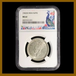 British India 1 Rupee, 1942 (B) Bombay NGC MS 62 King George VI 4437582-008 - Picture 1 of 2