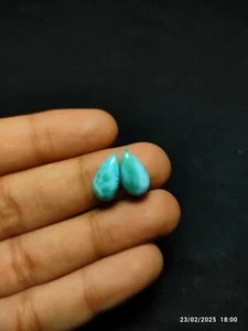 Larimar Pear Cabochon 14x8mm Sky Blue Polished Gemstone - Picture 1 of 4