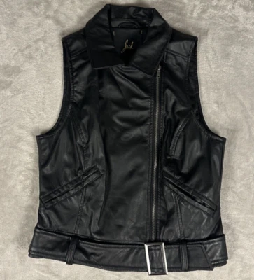 Jack By BB Dakota Chaleco Motociclista Chaqueta Mujer Extra Pequeño Negro Imitación Cuero Cinturón Foto 1 de 4