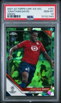 2021-2022 Topps Chrome Sapphire EDITION UEFA Jonathan David 191 GREEN PSA 10 /75 - Image 1 of 2