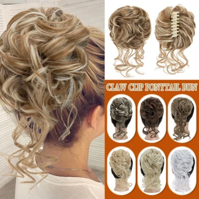 X-Thick Rizado Desordenado Moño Cola de Caballo Scrunchie Updo Garra Clip en Extensiones de Cabello USP Foto 1 de 4