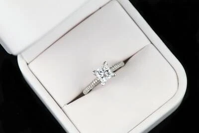 2.70ct F VS2 Princess Lab-Created Diamond 14K White Gold Vintage Engagement Ring - Image 1 of 4