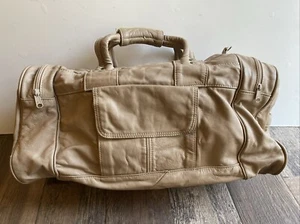 Vintage TALON 22" Echtleder Seesack Weekender Reisetasche hellbraun/taupe LESEN - Bild 1 von 19