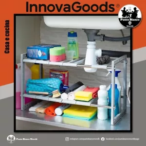 Scaffale componibile in acciaio e plastica a 2 ripiani per bagno cucina e scarpe - Bild 1 von 10