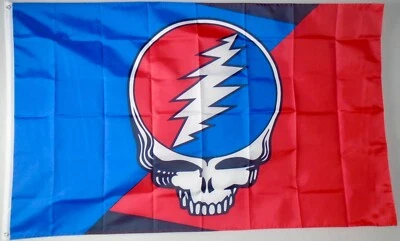 Grateful Dead Steal Your Face Flag 3'X5' Red White Blue Black Skull Lightning - Image 1 of 2