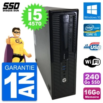 PC HP ProDesk 400 G1 SFF Intel Core i5-4570 RAM 16Go SSD 240Go Windows 10 Wifi - Bild 1 von 4